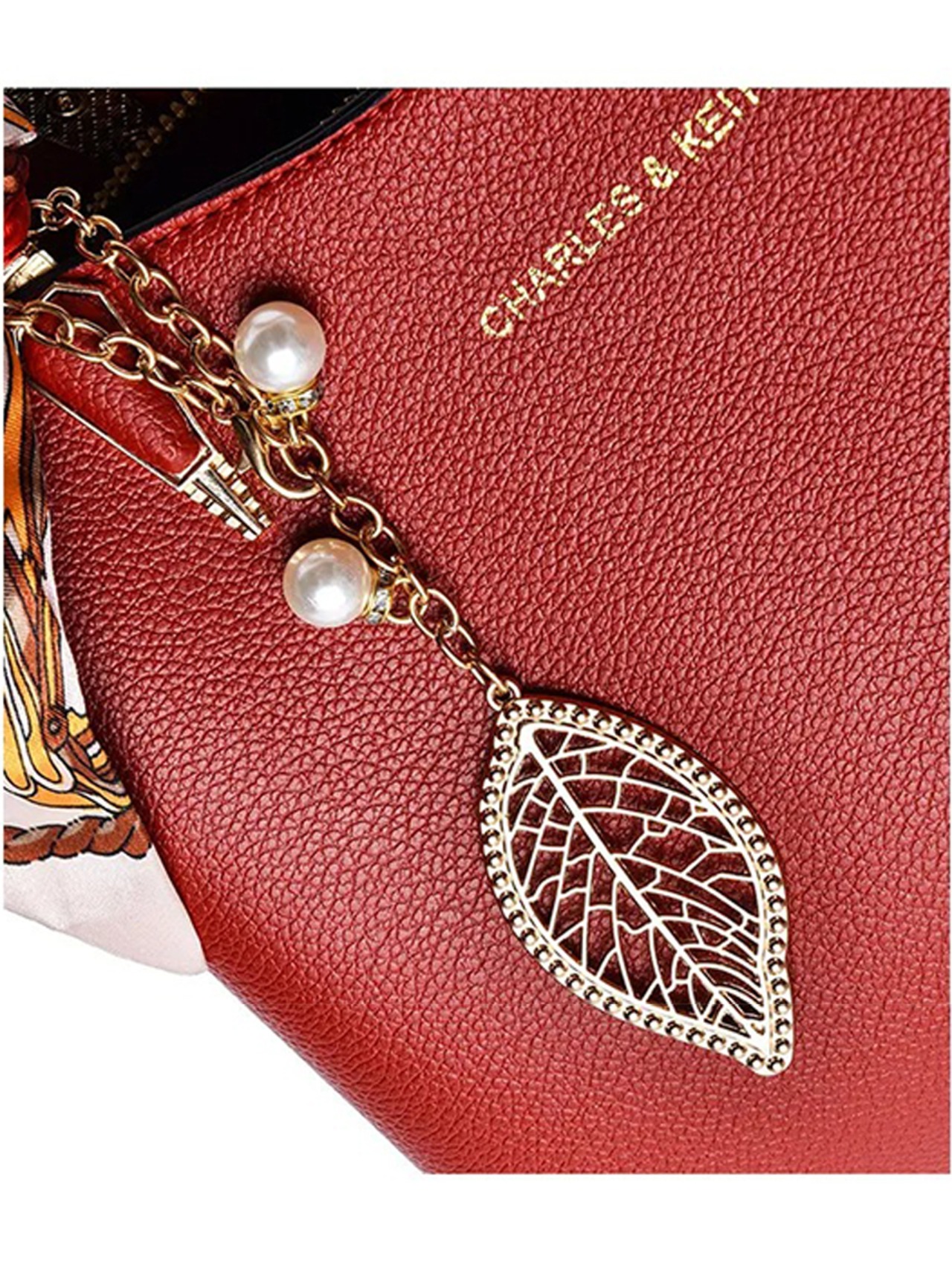 【0280】Leaf Charm Scarf Handle 2way Bag