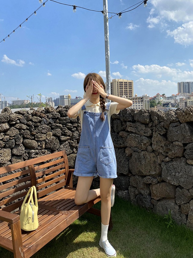 オーバーオール サマールーズショーツ 薄手ジャンプスーツ オールインワン 夏物 ブルマー クレセントシティ44335397531