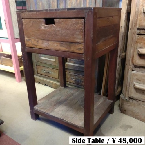 【One-of-a-kind Item】Thailand Teak wood side Table Made of Wood Antique Style Changes over time Display Interior goods