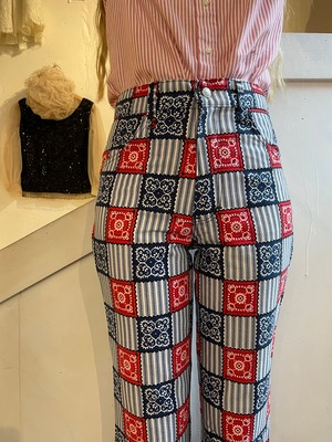 70's bandana print long pants