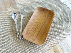 チーク無垢材 角皿22cm 長角皿 寿司皿 刺身皿 プレート 平皿 木製食器 木皿 木製皿 世界三大銘木 22㎝ x 12cm