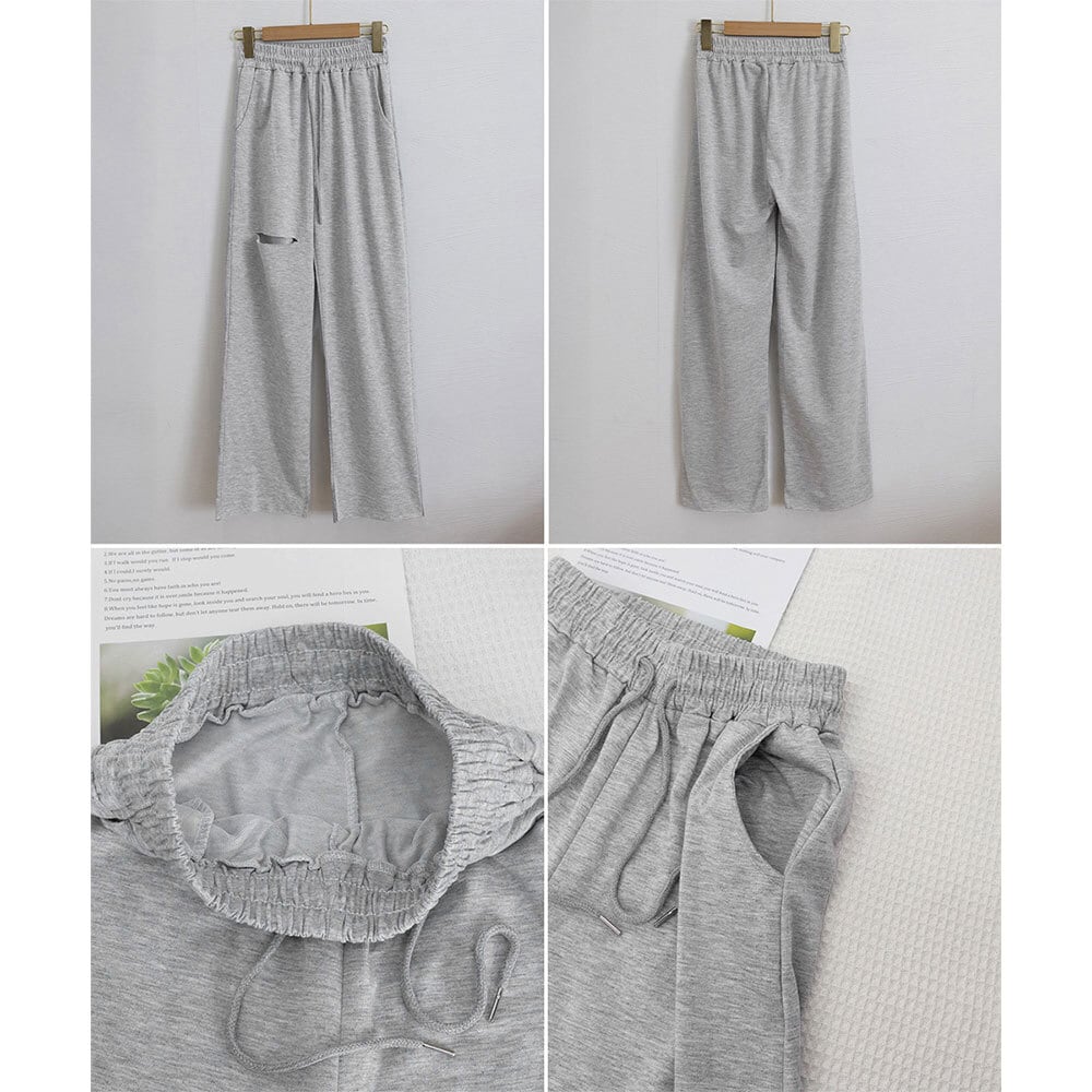 ダメージ スウェット パンツ レディース 春秋 韓国 ルームウェア ストリート 大人 かわいい おしゃれ 部屋着 きれいめ 薄手 アメカジ イージーパンツ 大人可愛い 大人女子