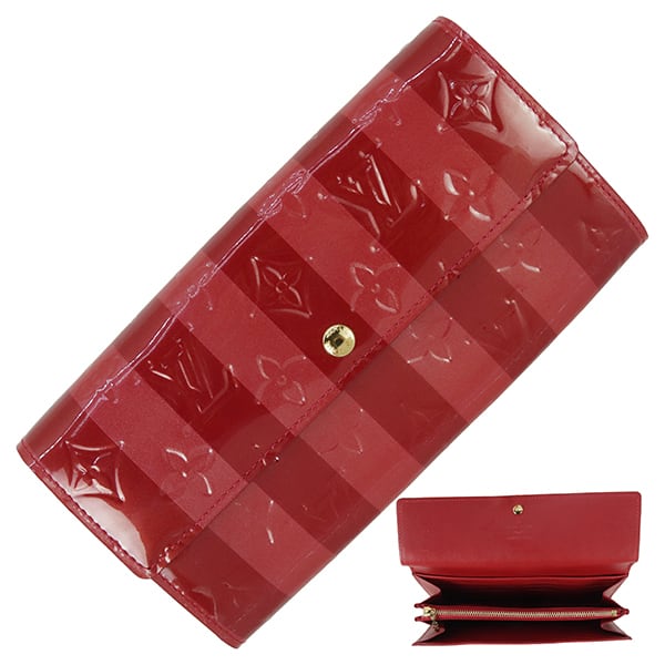 Unused LOUIS VUITTON ルイヴィトン LOUIS VUITTON ルイヴィトン 長財布 ポルトフォイユ・サラ モノグラムヴェルニ ポムダムール M91716 ストライプ 限定 未使用品