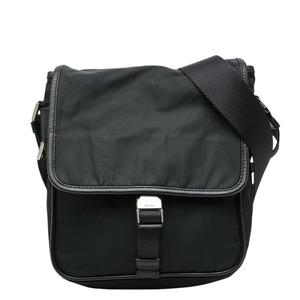 プラダ 三角ロゴプレート 斜めかけ ショルダーバッグ ブラック ナイロン レディース PRADA 【中古】