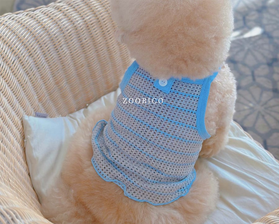lowell knit crop top XS ~ XL 2color / 犬服 ショート丈 ニット素材 犬 服 夏 ボーダー ストライプ キャミソール 軽量 おぱんつカット タンクトップ 涼しい crop top 薄手 ノースリーブ 可愛い 韓国 ペット服 通気性抜群 犬の服 ドッグウェア 袖なしTシャツ 猫