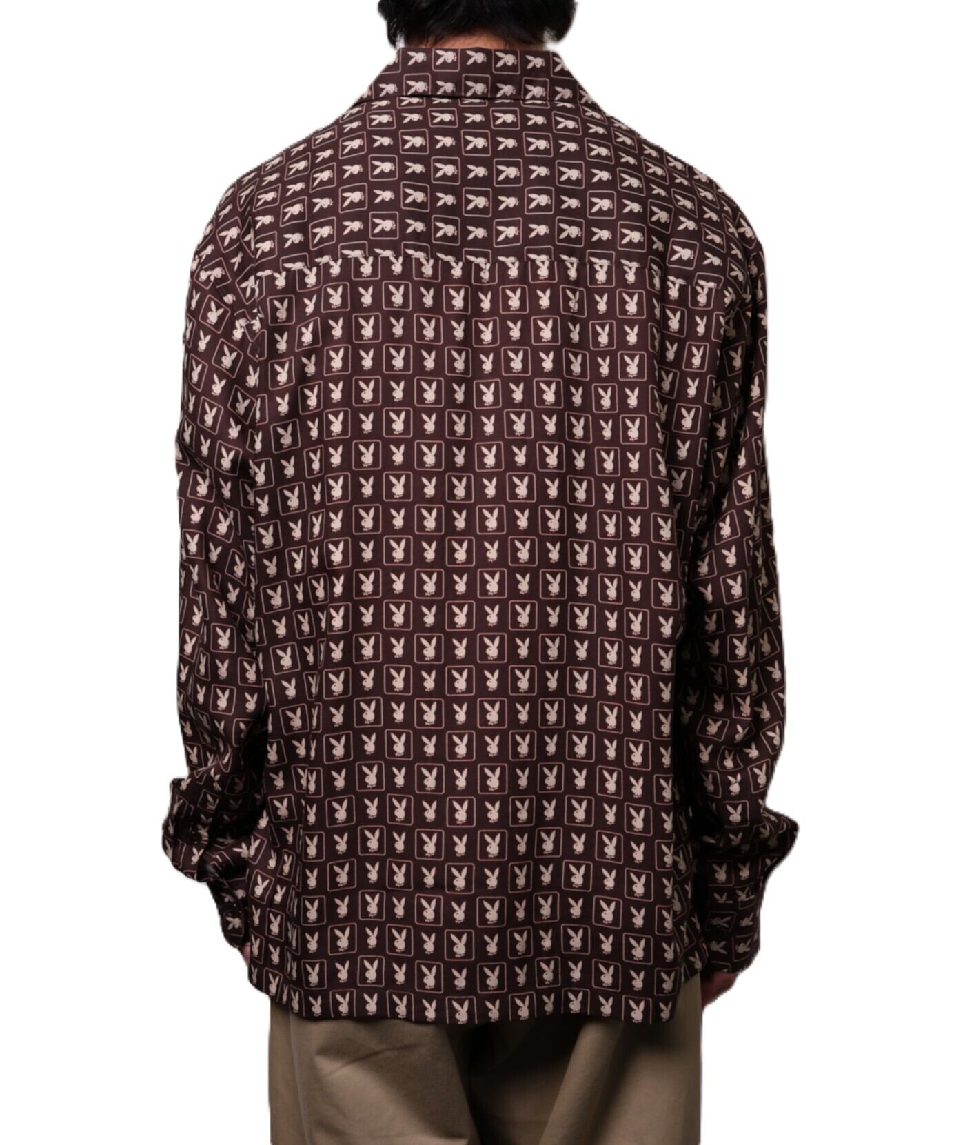小*吉様 UNUSED×PLAYBOY OPEN COLLAR SHIRT レー UNUSED / US2380 PLAYBOY × UNUSED CHECK SHIRT (BROWN) | AfterSchool