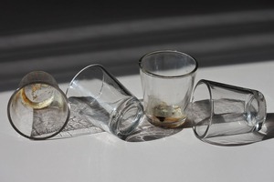 C. 1920 Set of 4 French Church Glass Votive Holders C