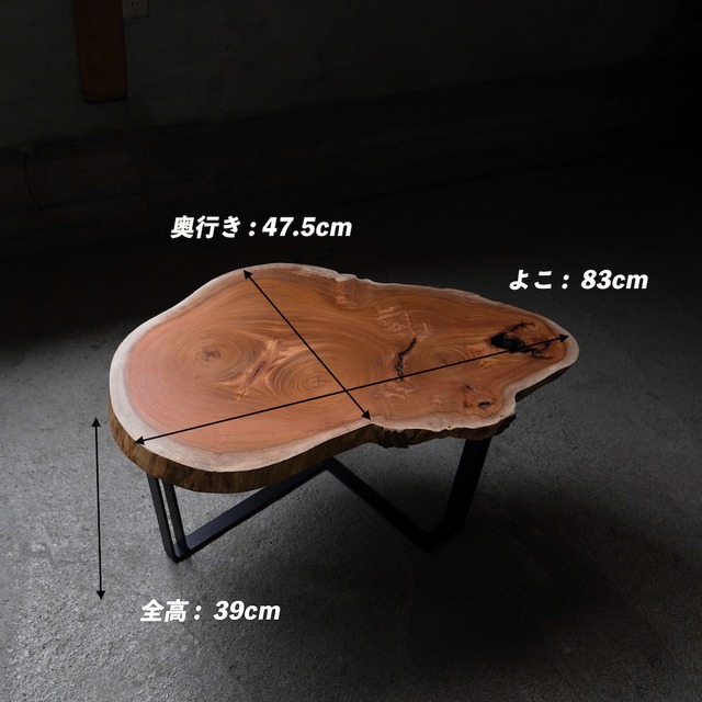 欅のアタマ 輪切り材のローテーブル ＜平鋼＞
