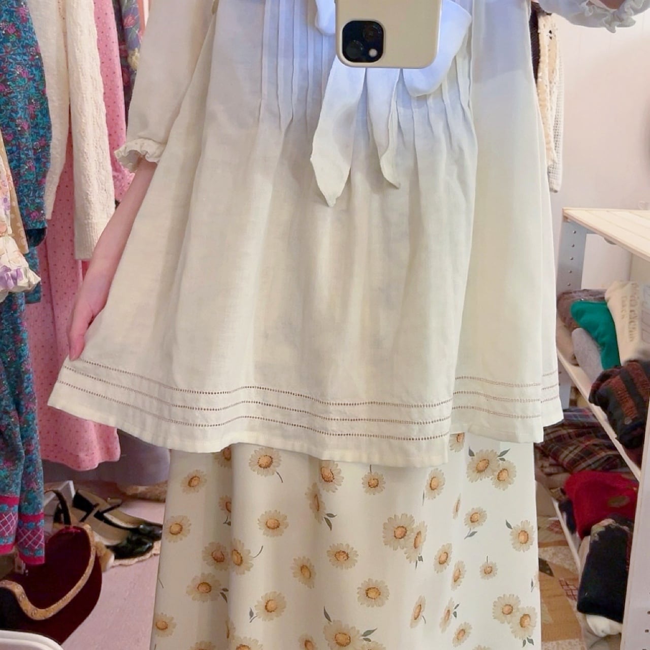 PINKHOUSE / front ribbon gauze blouse