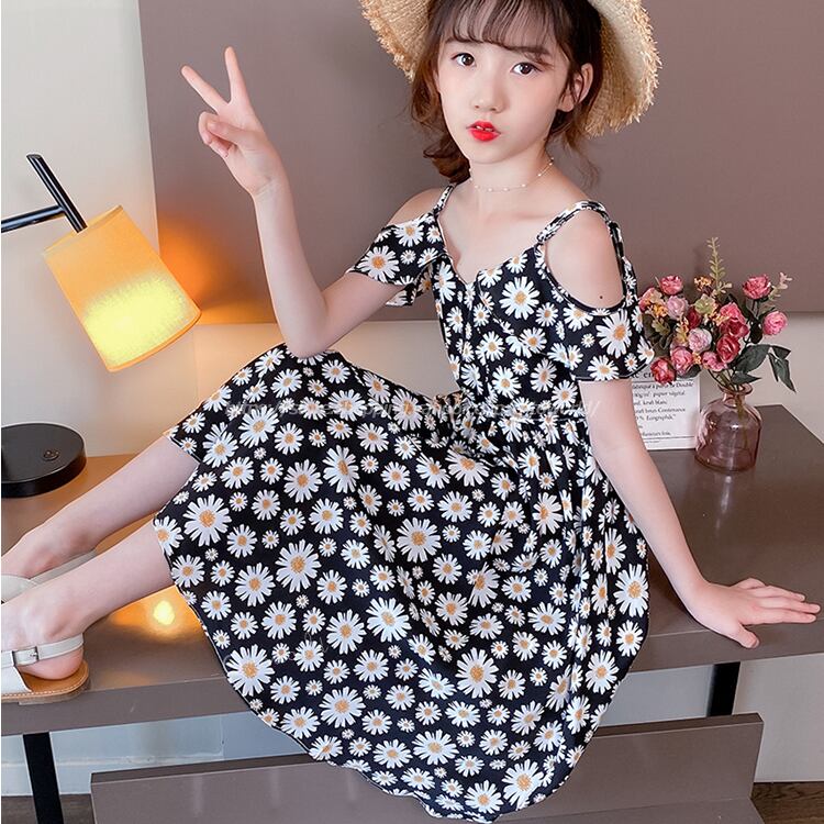 110㎝-160㎝】ワンピース オフショルダー 花柄 全2色 韓国版 韓国子供 