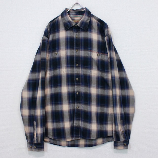 【Caka act2】Ombre Checkered Pattern Loose L/S Shirt