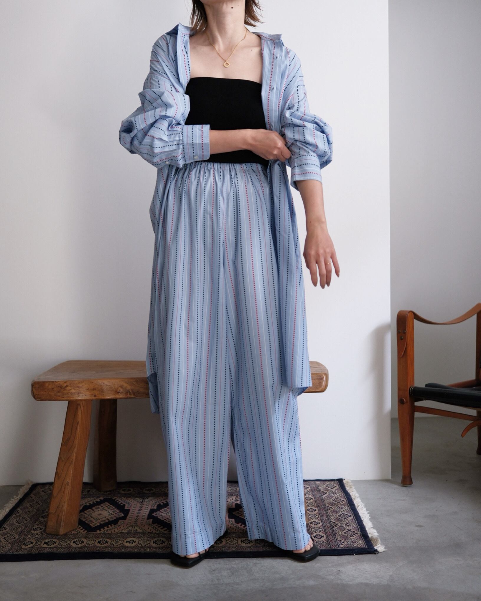 BASERANGE】CLAUDE SHIRT DRESS/MATRIX STRIPE | TOLMA.