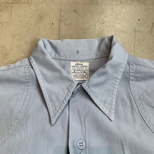 【極美品】ポストオーバーオールズ 開襟 ポプリンシャツ マチ付き USA製 極美品】ポストオーバーオールズ 開襟 ポプリンシャツ マチ付き