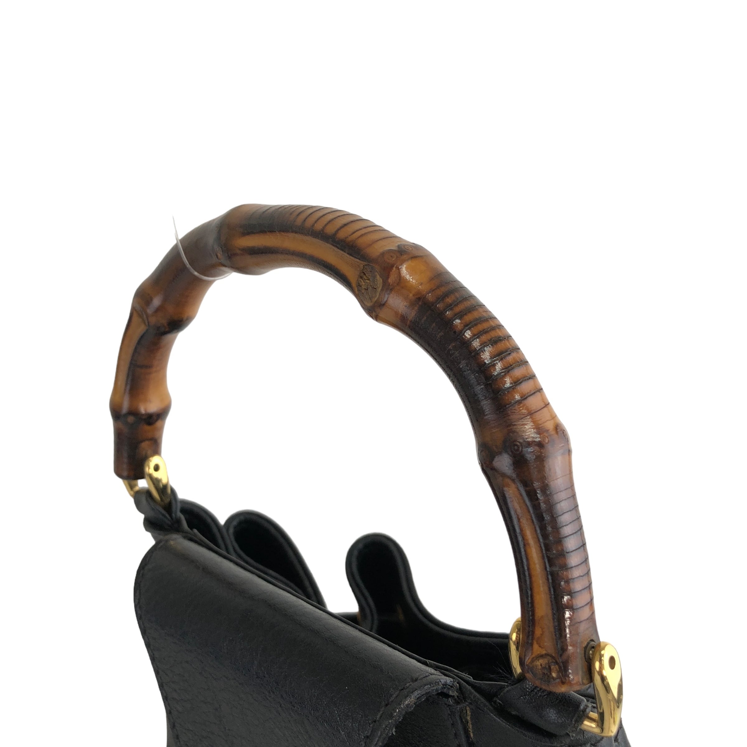 GUCCI グッチ バンブー レザー 巾着 ショルダーバッグ ブラック GUCCI グッチ バンブー レザー 巾着 ショルダーバッグ ブラック