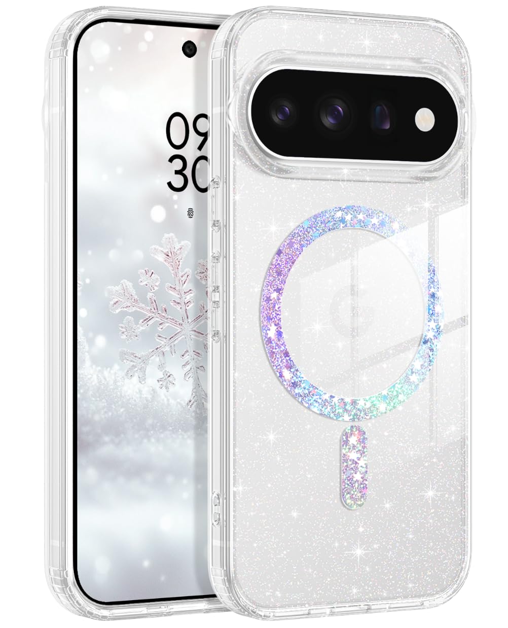YINLAI Google Pixel 11 Pro XL 対応 ケース カバー マグネット キラキラ クリア 透明