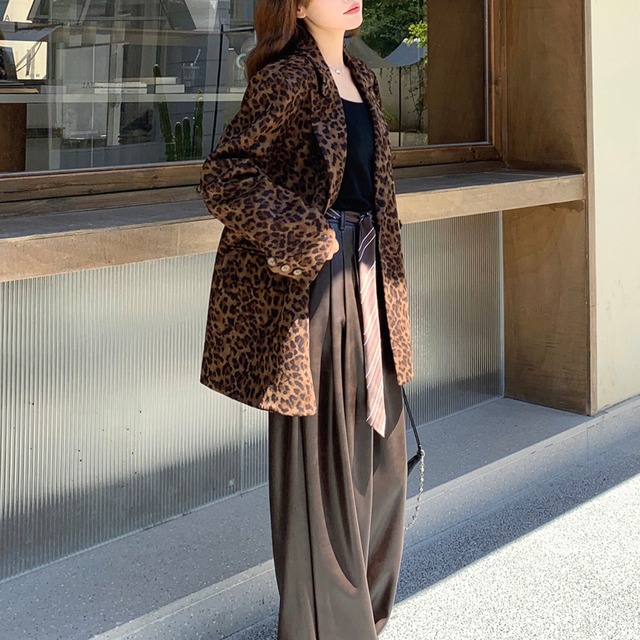 Leopard print double-breasted jacket S1681