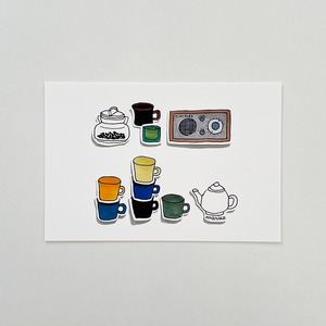 ポストカード 「カフェの食器棚」