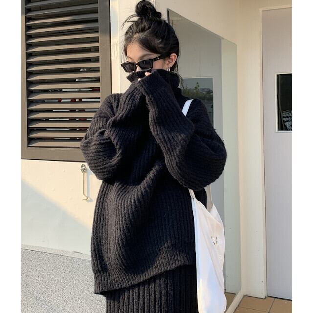 セットアップ レディース ニット 2点セット ツーピース タートルネック