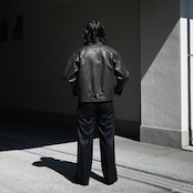 INTERIM / SUPER 120'S LIGHT WOOL FRANO WITH LEATHER PIPING 2-TUCK STRAIGHT SLACKS