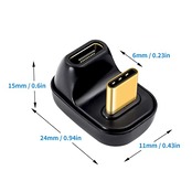 Duttek 40Gbps USB C U字型アダプター 100W 1個パック 180度角度付き USB Type C オスメス 延長コネクター USB Type-c U字アダプタThunderbolt 3/4対応 MacBook Air/Pro/ノートパソコン/携帯電話用