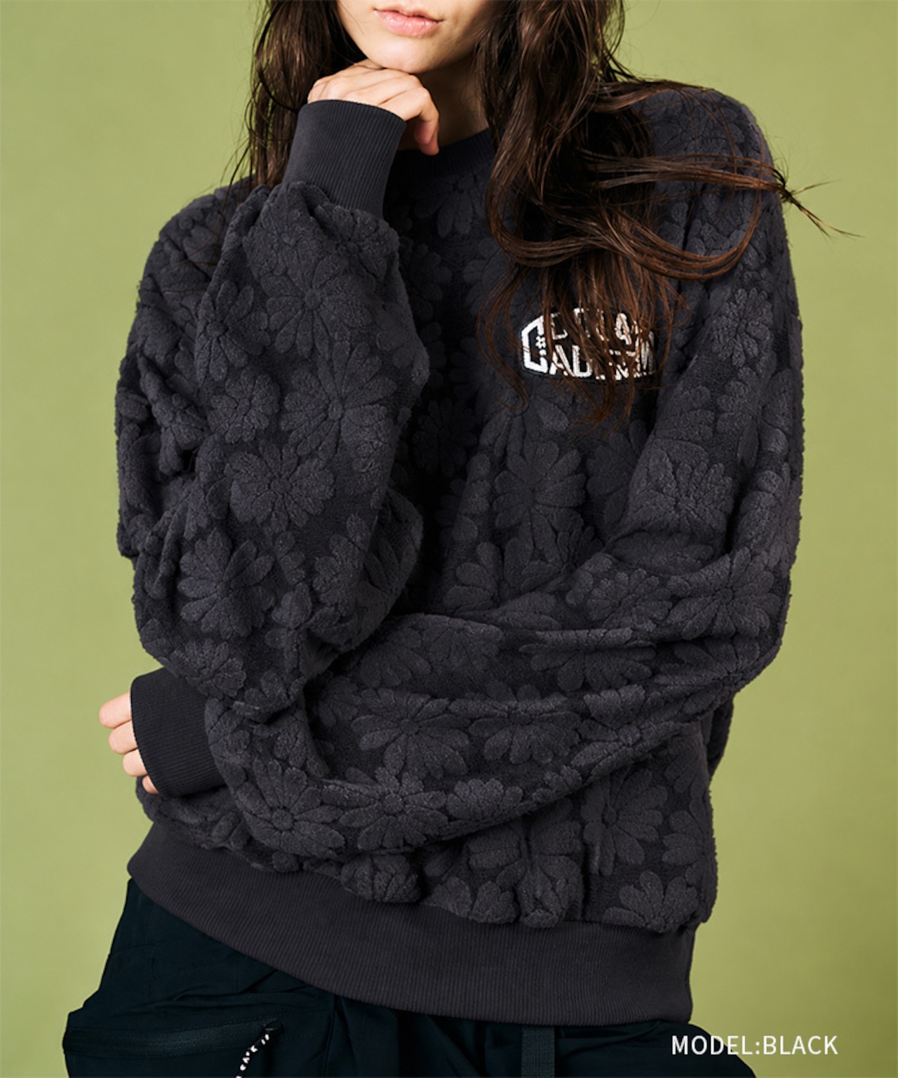 オパールフラワースウェットシャツ (BLACK) CQ-49033