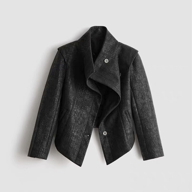 Cracked texture asymmetry fitted jacket C1371