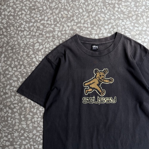 STUSSY / 90's usa製 bear T-shirt sizeL 黒タグ