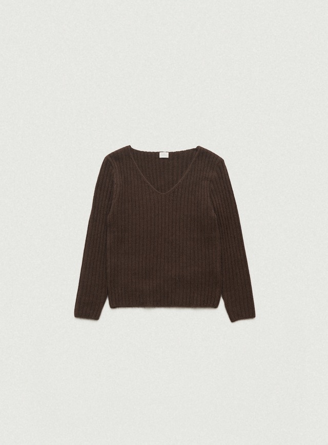 1月中旬発送 [The Barnnet] Brown Breezy V-Neck Ribbed Knit Sweater 正規品 韓国ブランド 韓国通販 韓国代行 韓国ファッション 日本 店舗 ザ バーネット