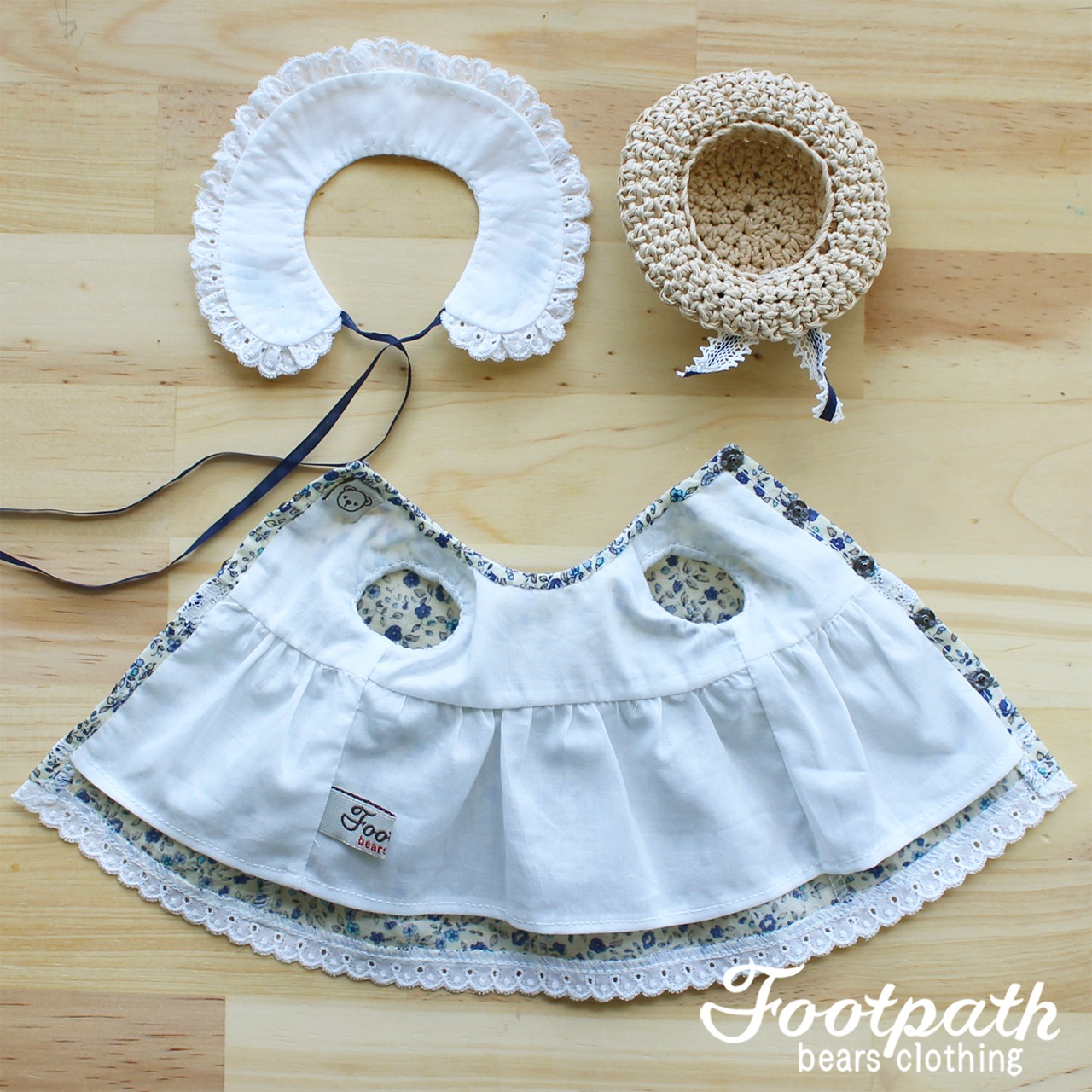 Vsb-10002 Blue flower one piece hat set