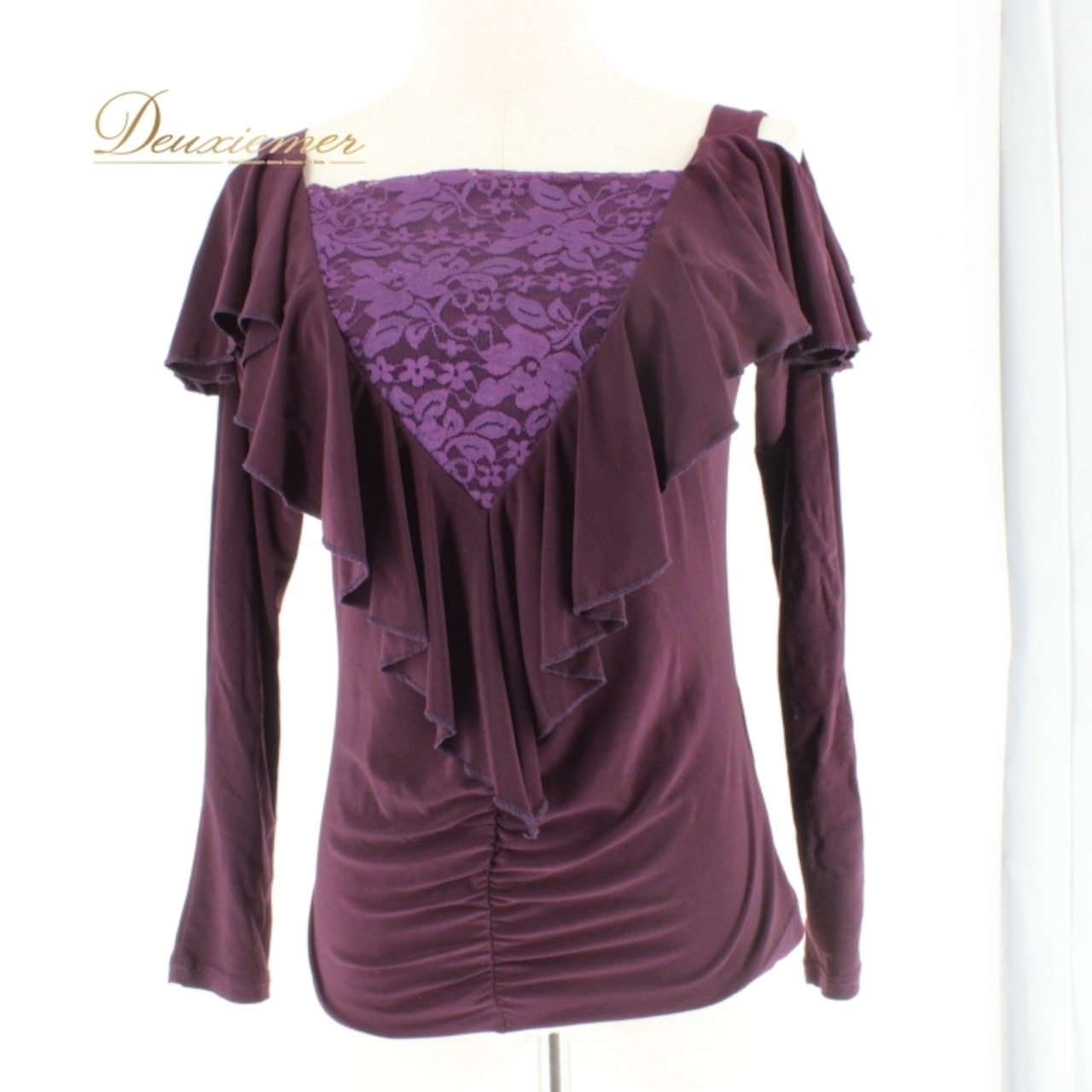 社交ダンス 衣装 スタンダード トップス レッスンウェア Create-Sun クリエイトサン 紫 花柄 レース パープル系 長袖 上品 練習着 ディープパープル 魅力的 繊細 エレガント カジュアル フェミニン 着やすい スタイリッシュ ストレッチ 練習用 ダンスウェア シック レディース トップス おしゃれ