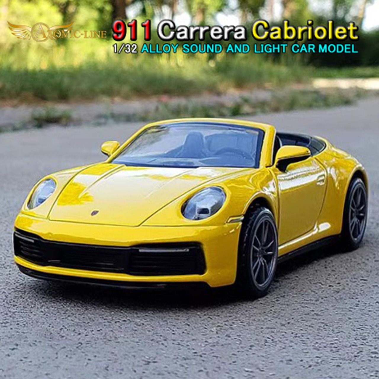ポルシェ 911 Carrera コンバーチブル 1/32 ミニカー 全2色 ライト点灯 エンジンサウンド 合金モデル 模型 ジオラマ