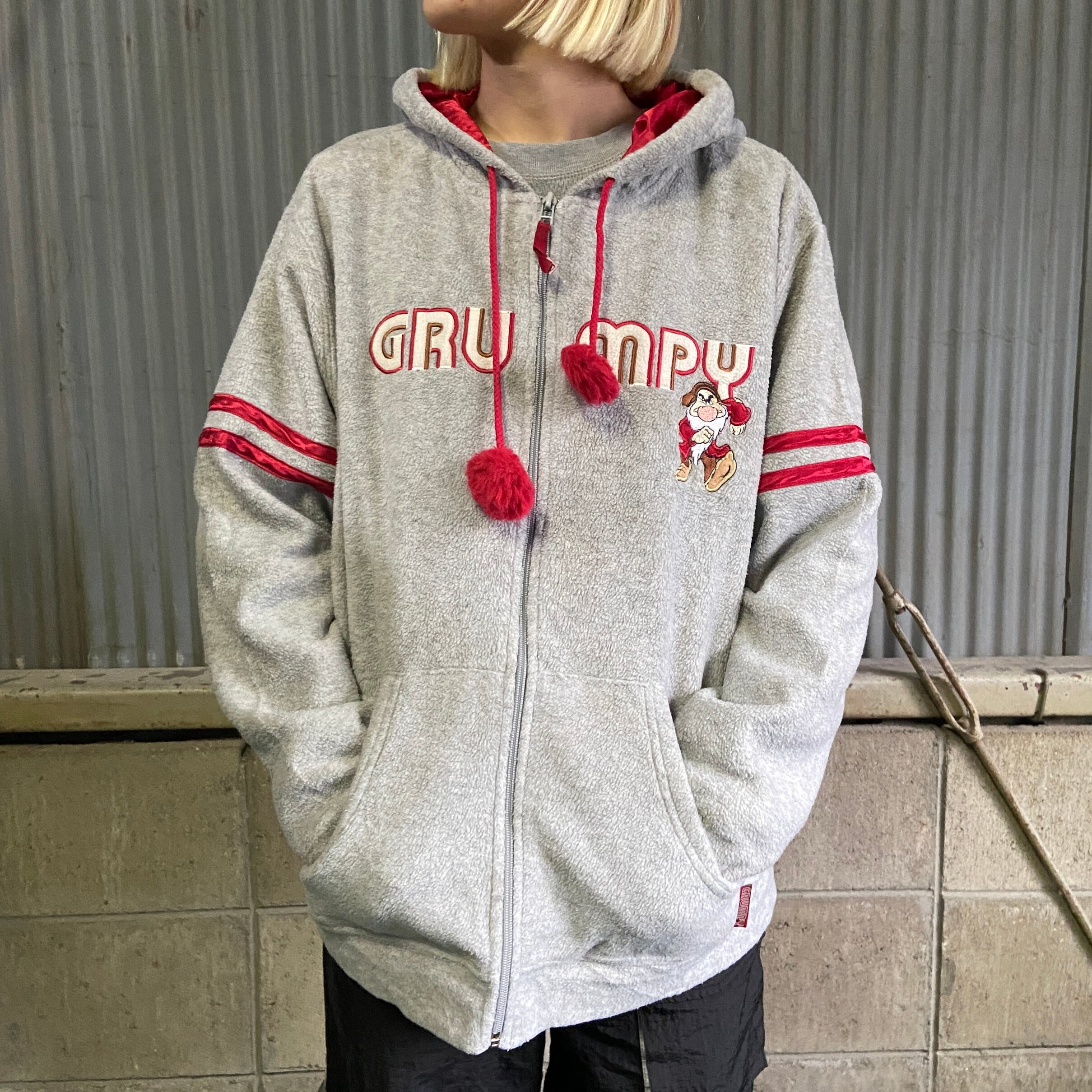 Disney ディズニー Grumpy キャラクターフリースパーカー レディースm 古着 白雪姫 7人の小人 パーカー Cs2212 15a Cave 古着屋 公式 古着通販サイト