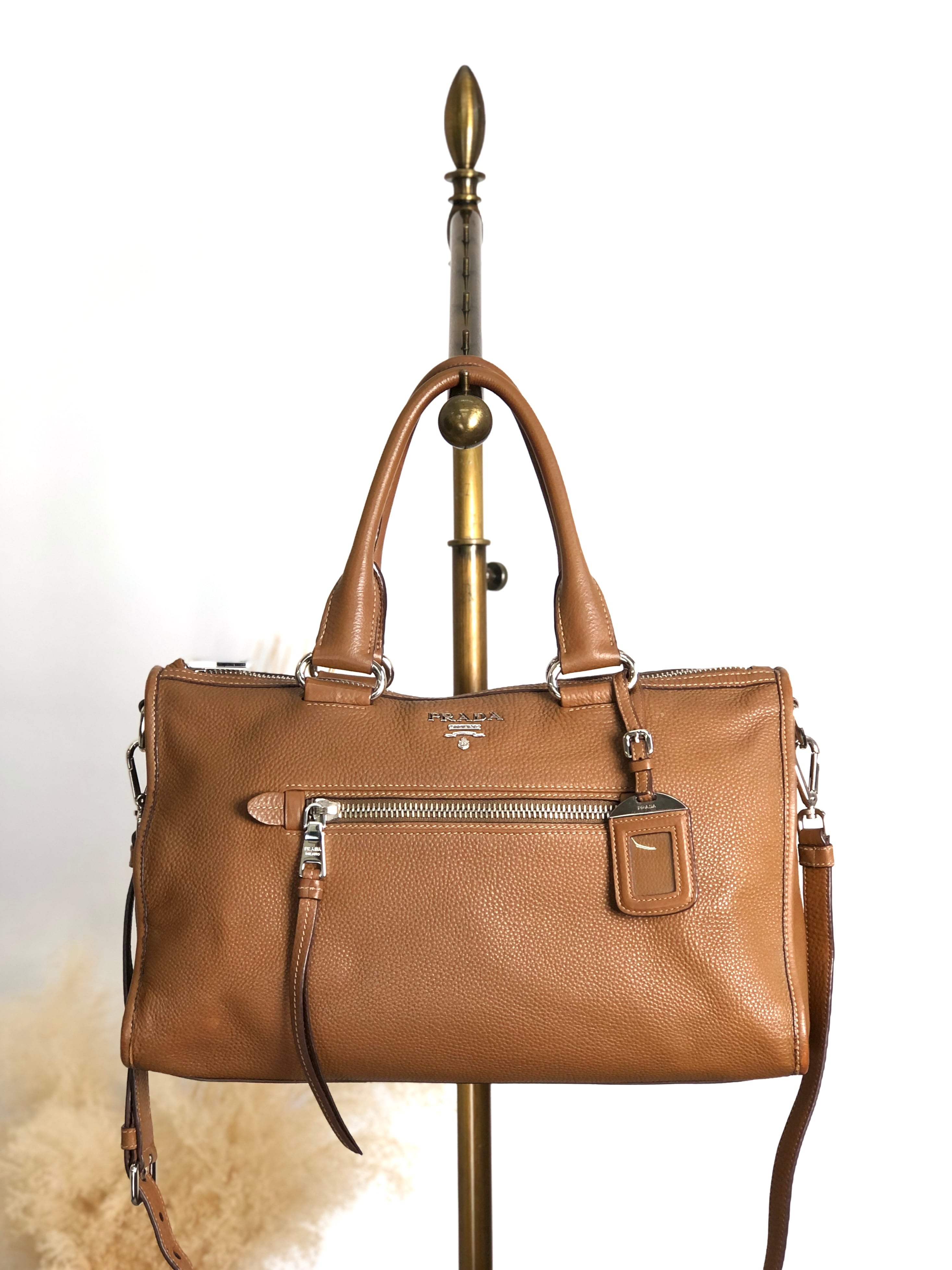 PRADA プラダ VITELLO PHENIX ショルダーバッグ ブラウン ロゴ レザー 2WAY BL0805 vintage ヴィンテージ オールド 2rpjby