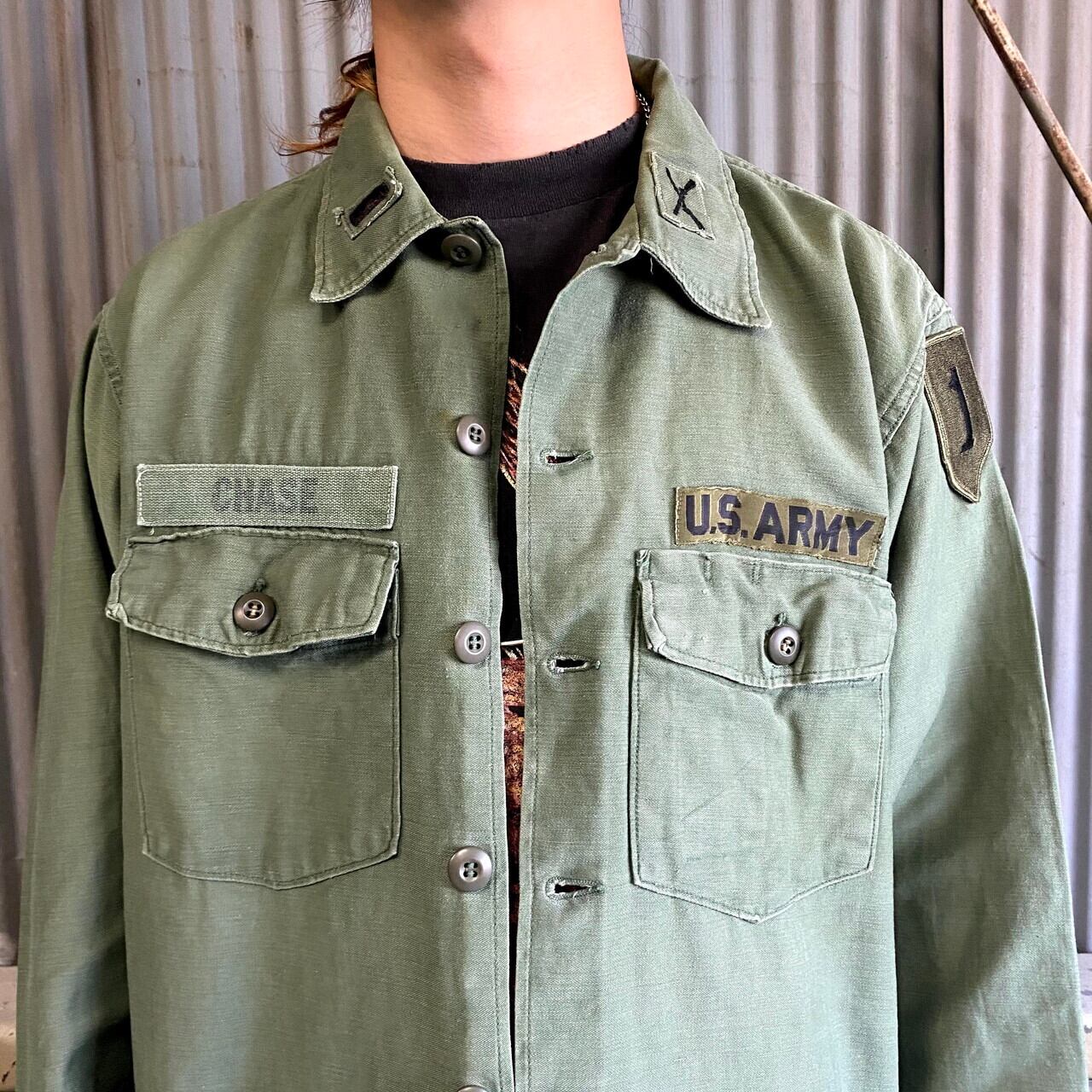 60年代 米軍実品 3rdモデル U.S.ARMY 筒袖 ミリタリー ユーティリティシャツ USA製 メンズS ヴィンテージ /eaa372146