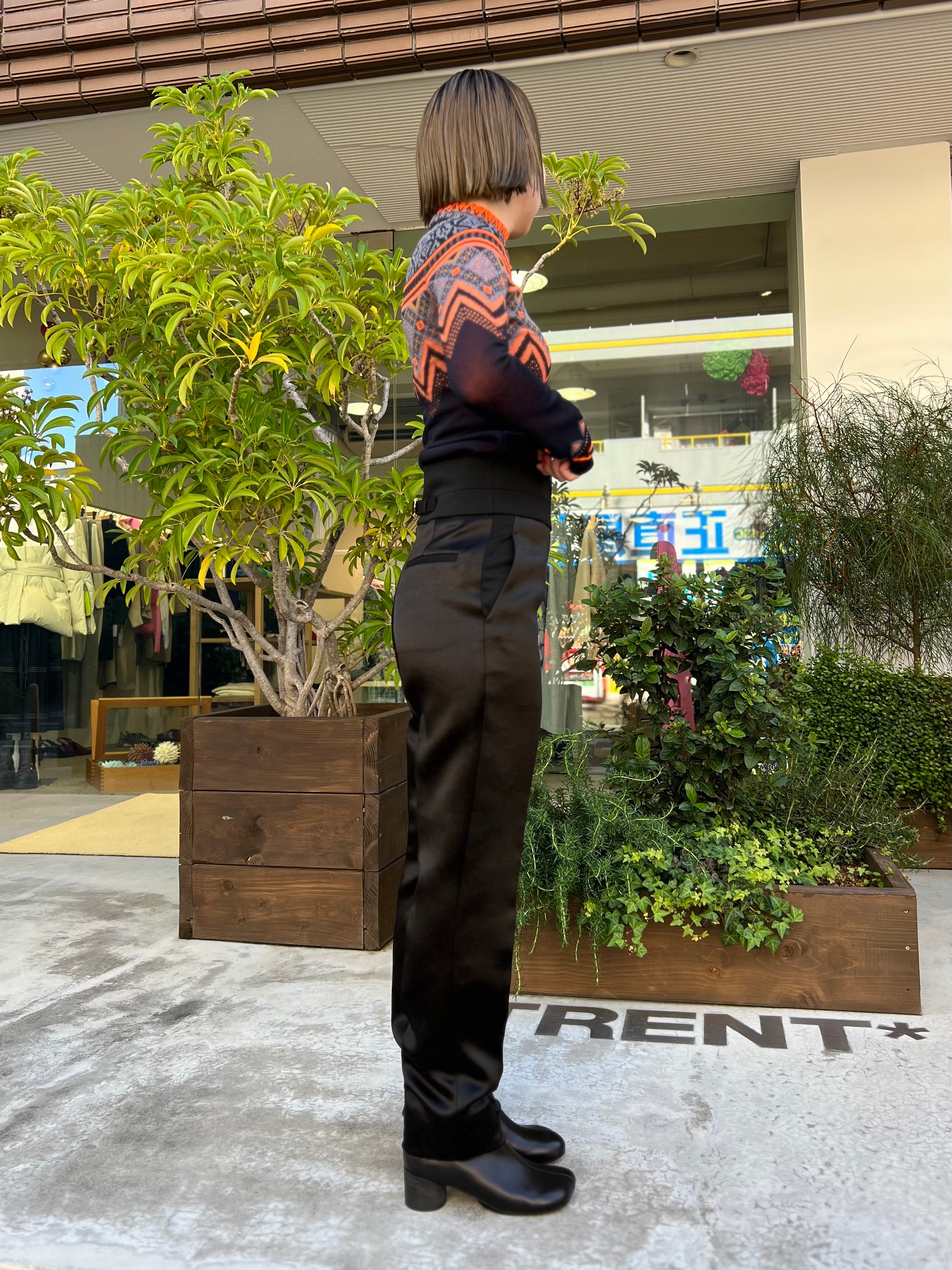 23SS】CINOH チノ / BONDING ACETATE SATIN CAMMERBUND PANTS | TRENT