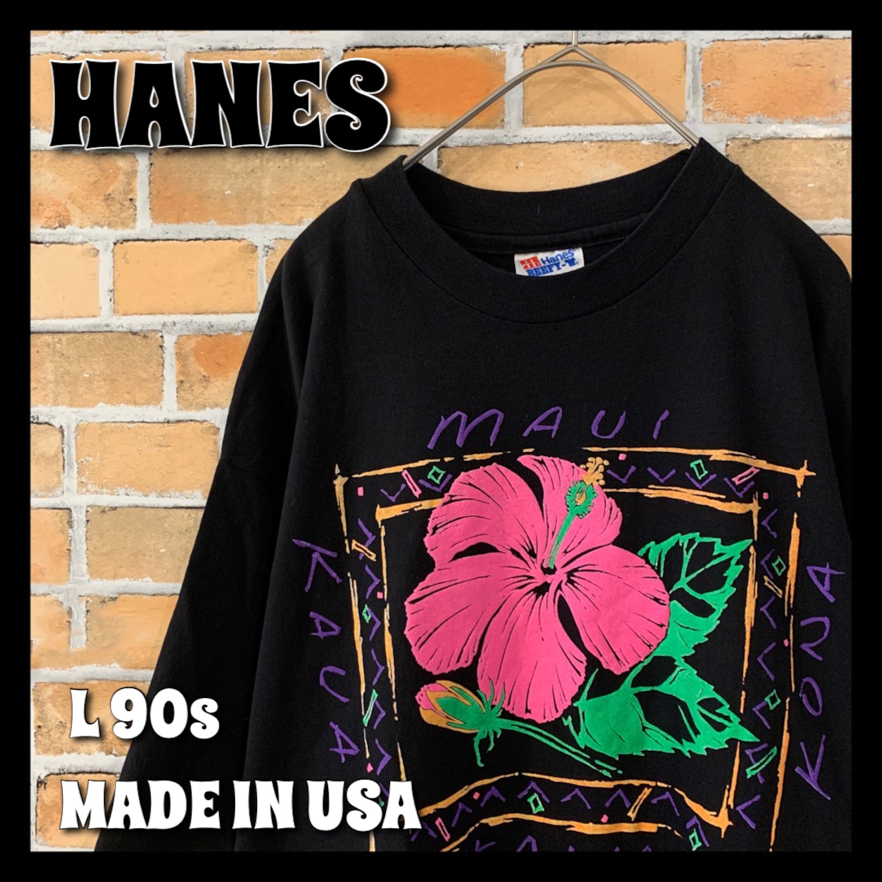 【HANES】美品 90s USA製 ビンテージ Tシャツ  L アメリカ古着