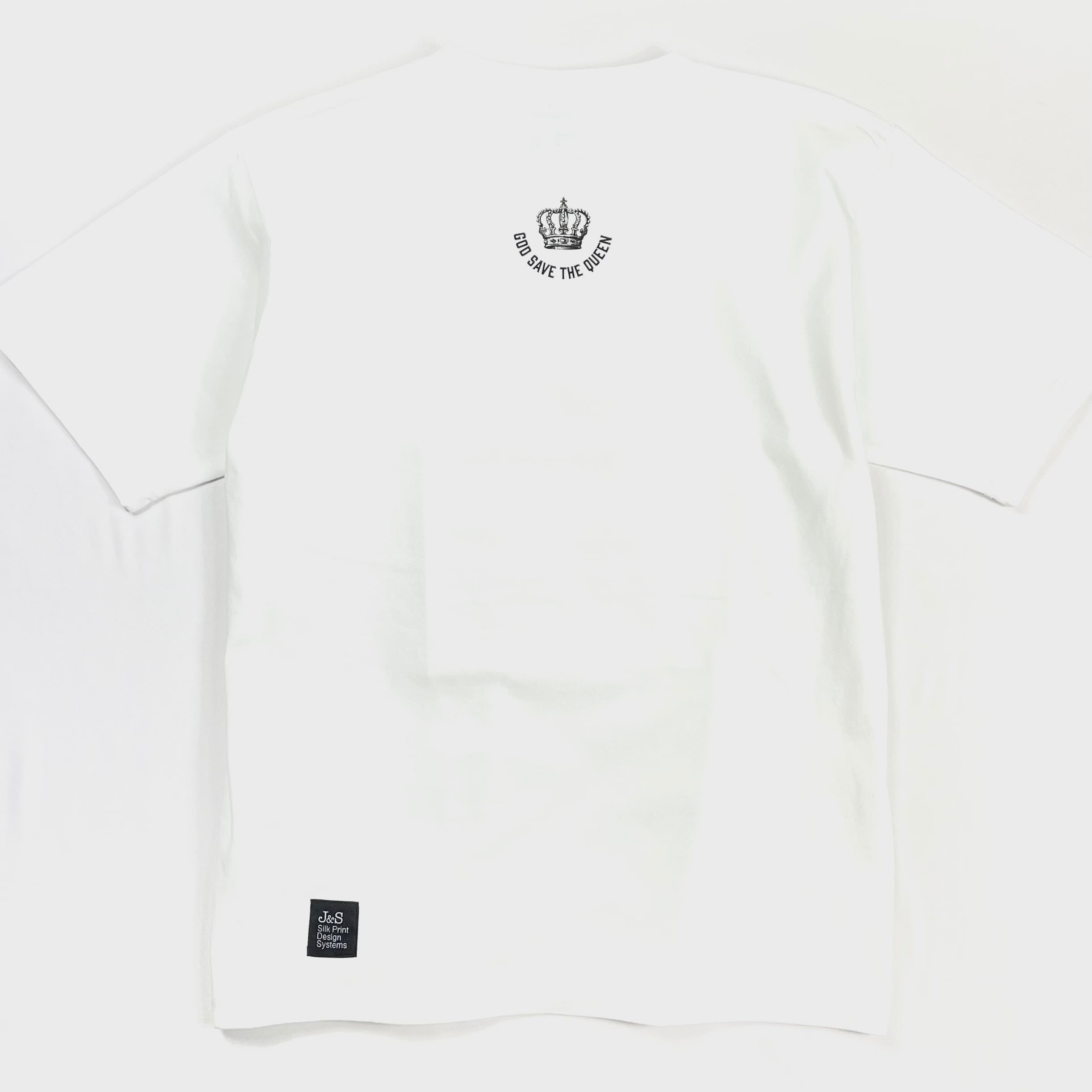 God Save The Queen（ホワイト） | ロックT JandS Silk Print System
