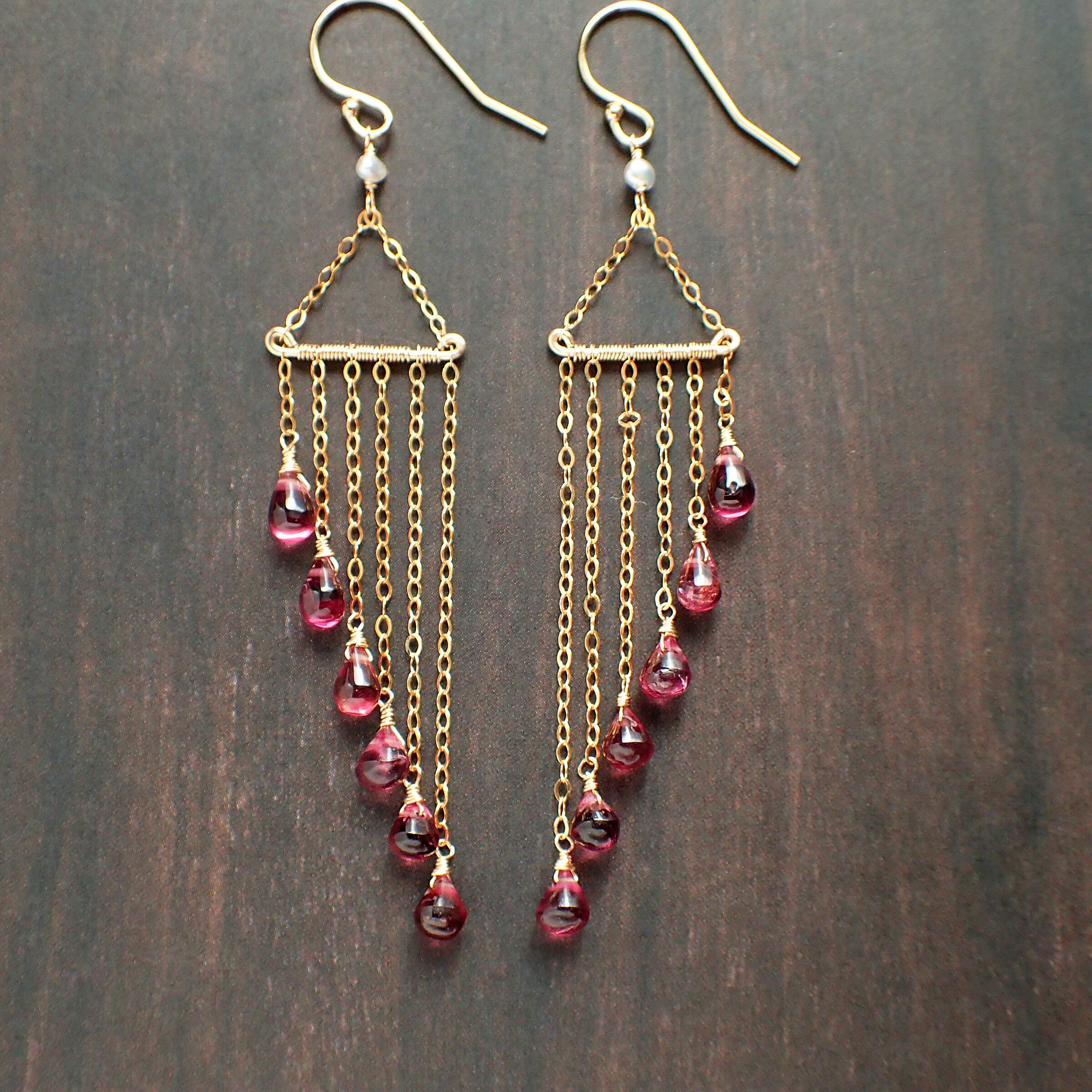 Garnet chandelier earrings | yukirra shop