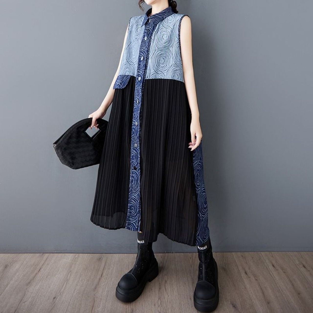 スパイラル柄 シャツワンピース  30126