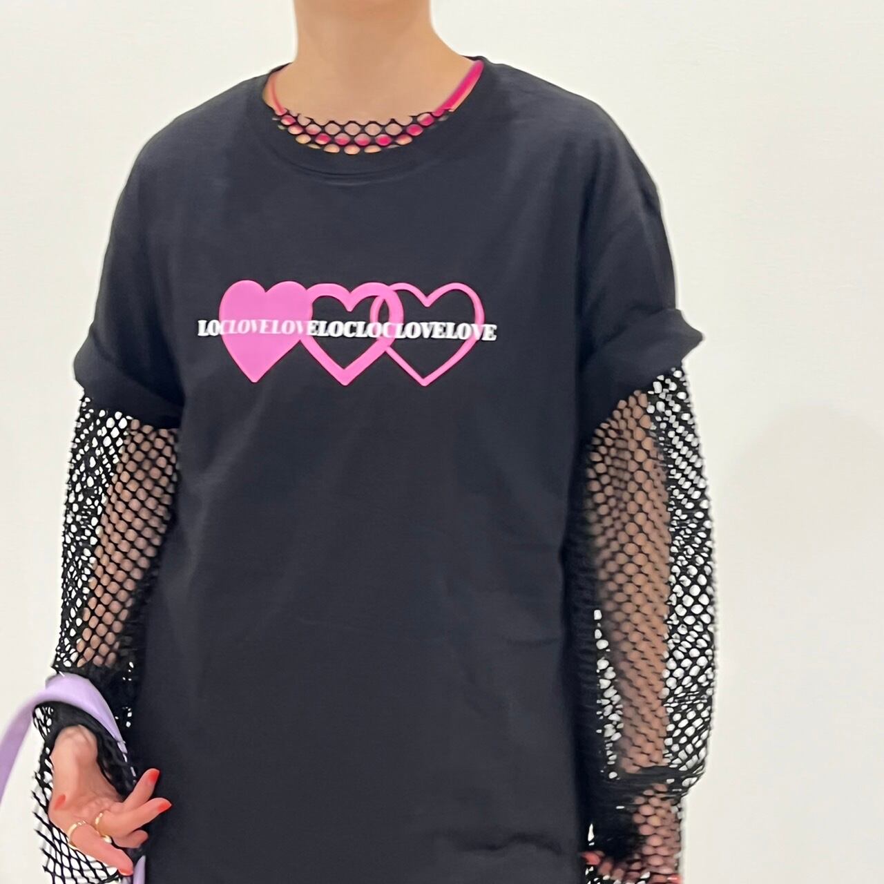 lined heart big t-shirt_LN01292