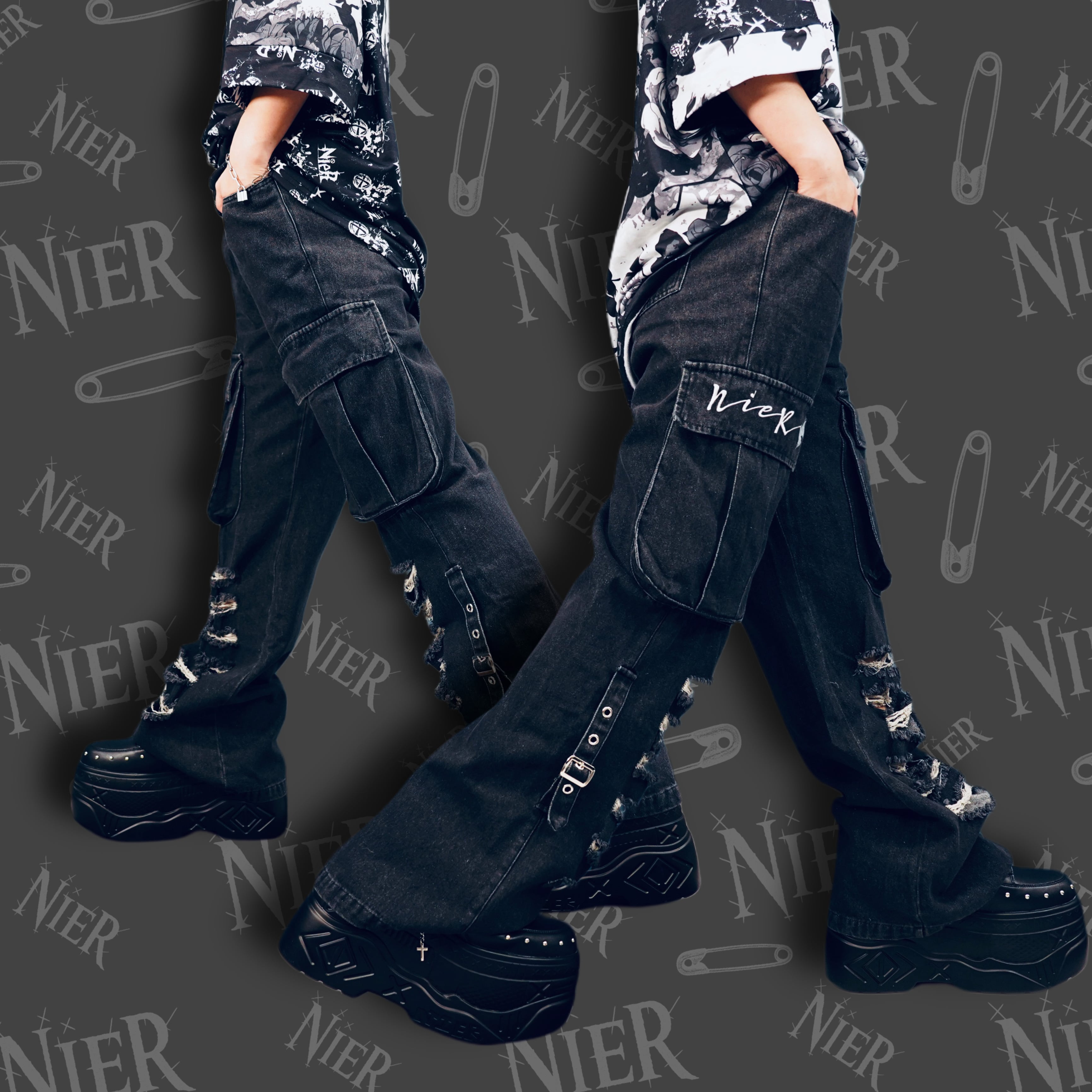 先着50点限定55%OFF》6POCKET DAMAGED DENIM CARGO PANTS | NIER CLOTHING