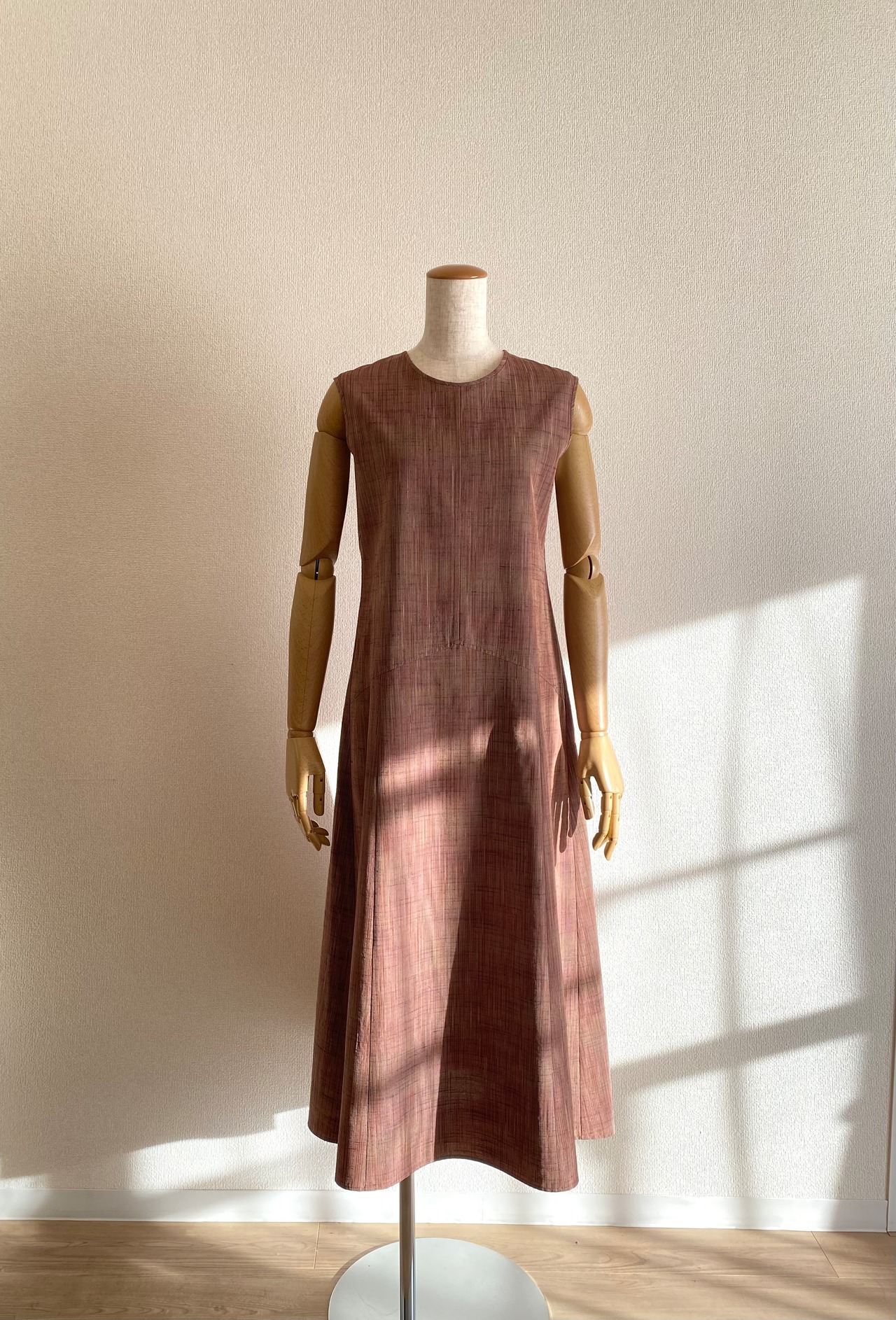 シャンブレー調フレアーワンピース