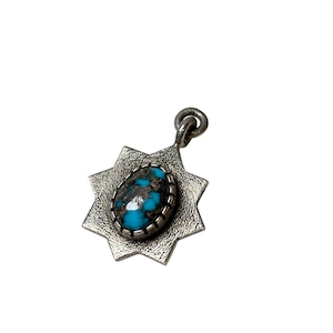Navajo Patricia Bedonie silver × k14 Red Mountain turquoise pendant