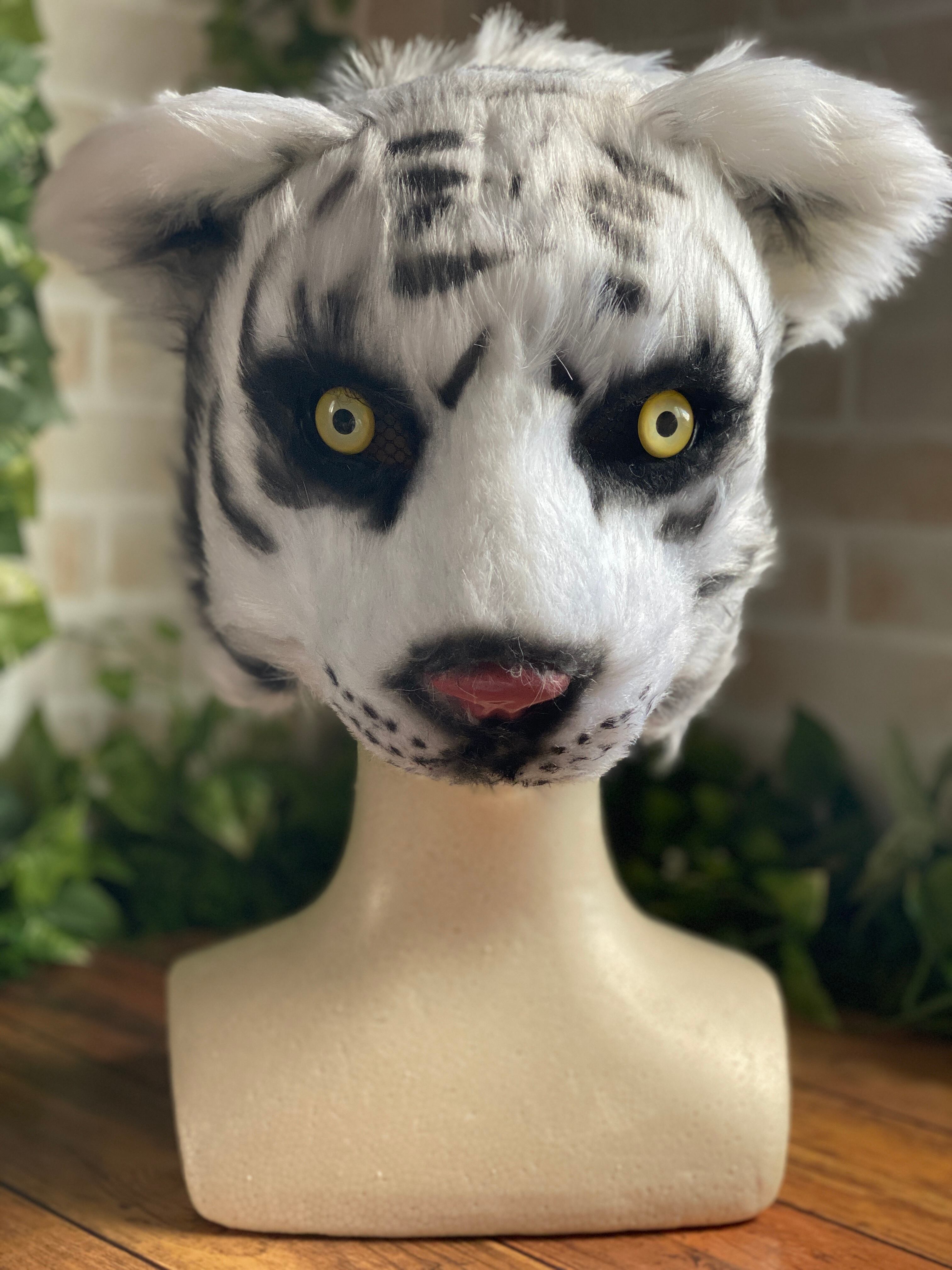 リアルな毛皮の質感 アニマルハーフマスク ホワイトタイガー アニマルマスク とつぜん現れた Green Monster