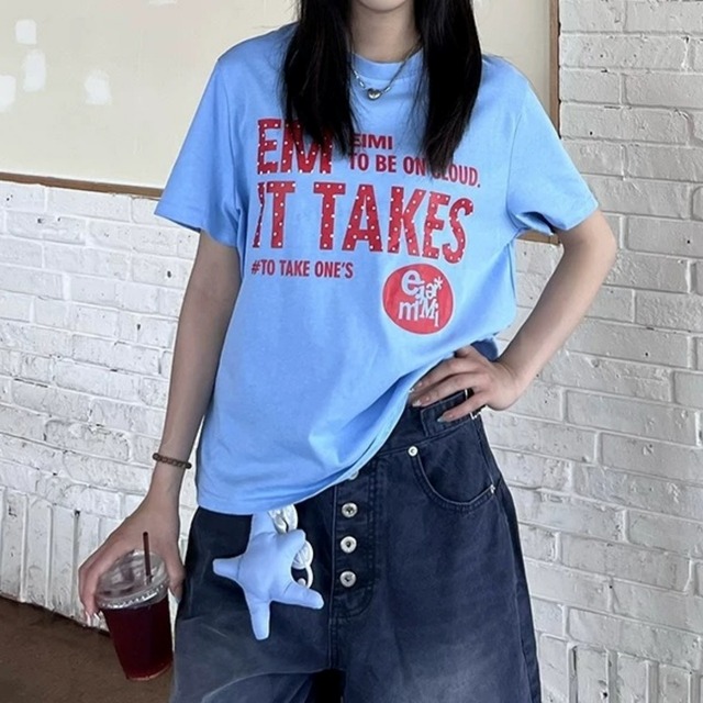 ドットレタープリントTシャツ 2col   R02459