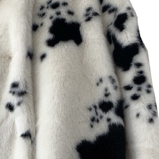 全2色 レディース アウター エコファー アニマル柄 ダルメシアン カウ