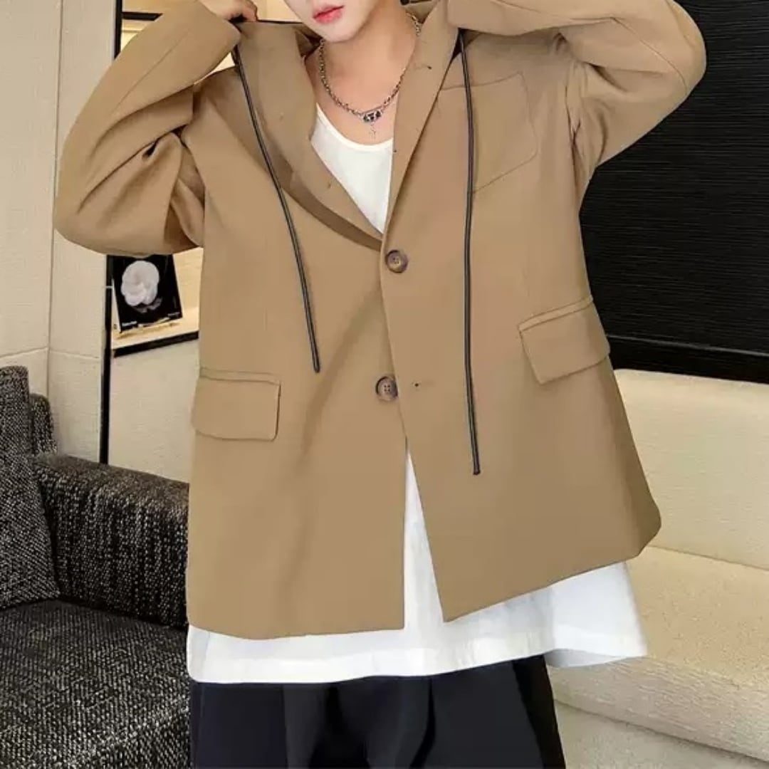 フード付き ルーズ ジャケット 韓国 ストリート メンズ フード付き ルーズジャケット D11226 | 韓国メンズファッション