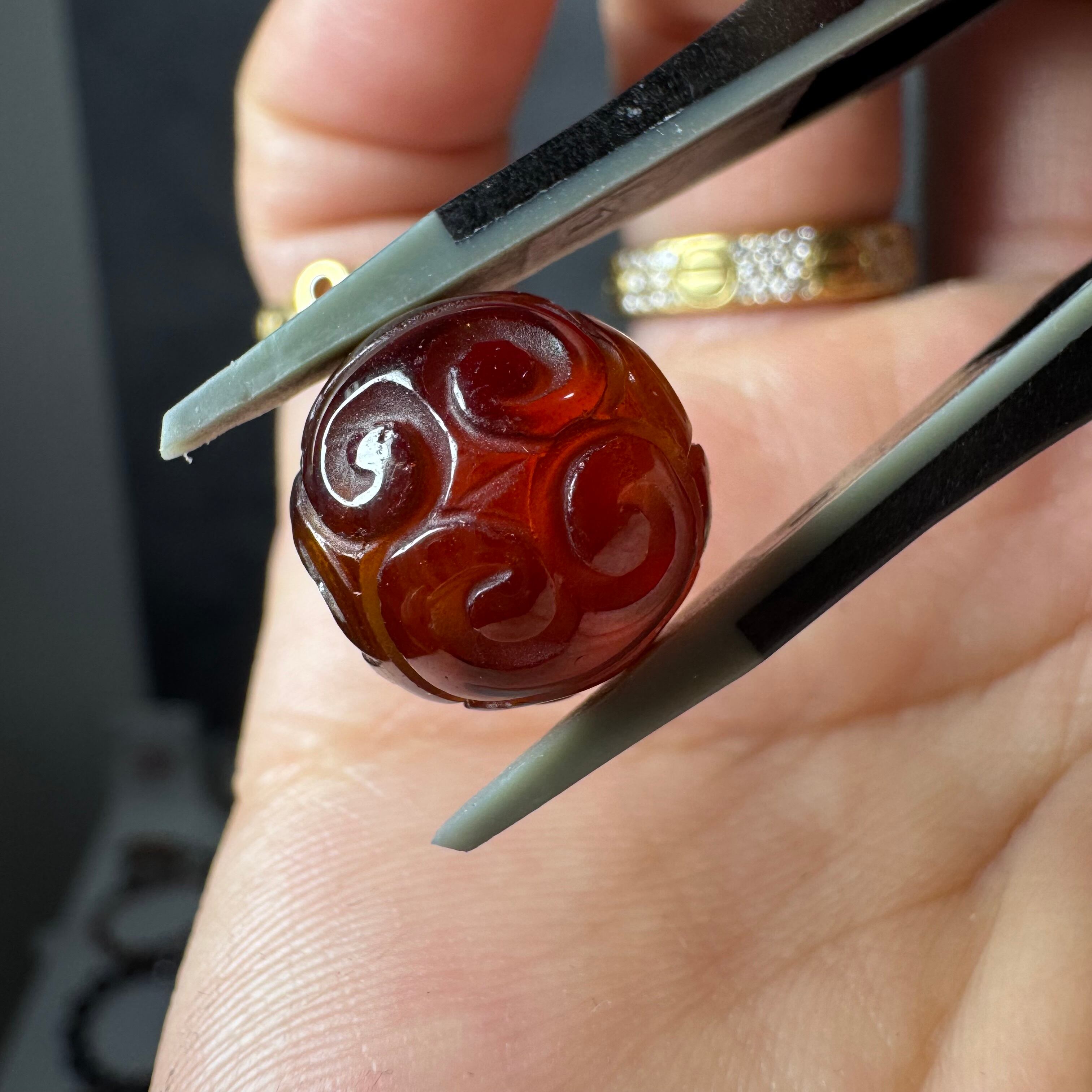 no.A4 ガーネット マニ車・会紋珠 約12.7mm 約3.5mm・貫通穴