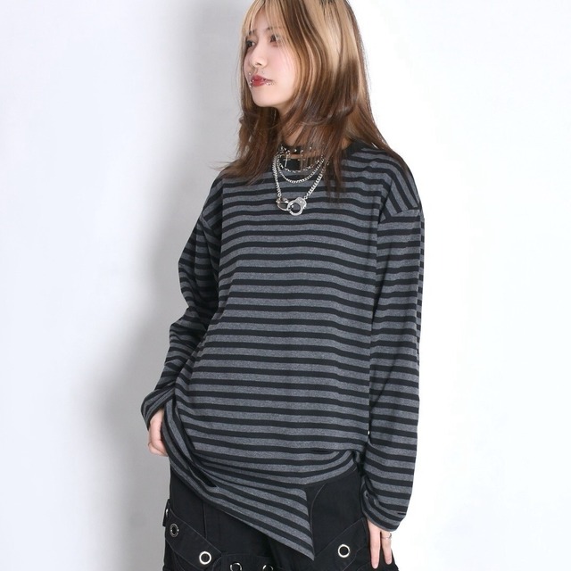 【2/18新着】ボーダーグランジロンT(BLACK/GREY)