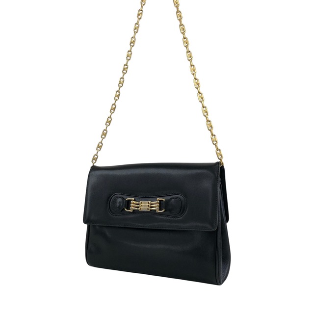 CELINE セリーヌ ショルダーバッグ ブラック ホースビット ブラゾンチェーン レザー vintage ヴィンテージ オールド zstzja